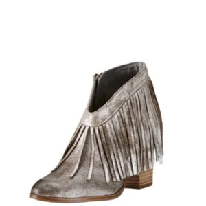 Ariat Unbridled Layla Fringe Ankle Boot in Metallic Taupe Brown size 7 thumbnail 3