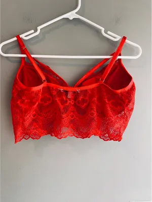 Papaya Red Sexy Lace Bra Size Large thumbnail 6