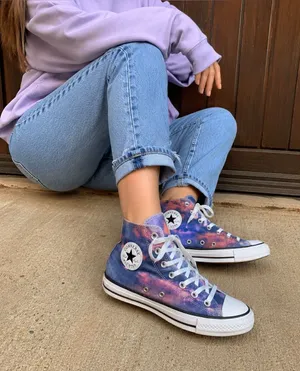 Converse Chuck Taylor All Star High Top Tie-Dye Galaxy Sneakers Size 8 thumbnail 1