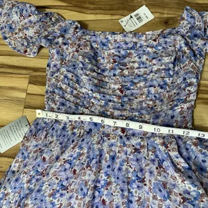 ASTR The Label Purple Floral Smocked Off The Shoulder Long Dress XS Cottagecore thumbnail 5