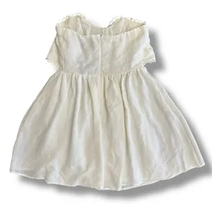 DO+BE White Strapless Sweetheart Mini‎ Dress Medium NWT Tie Front Scallop Trim thumbnail 4
