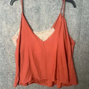 Free People Intimately Women's Medium Rust lace trim‎ v-neck Camisole Top thumbnail 3