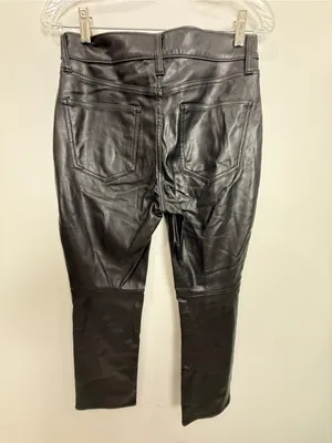 GAP Black Straight-Leg Faux Leather Pants thumbnail 4
