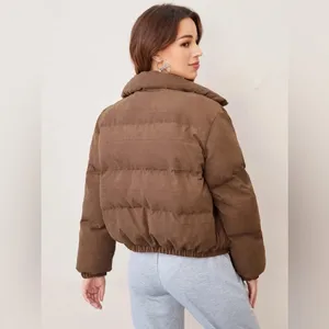 SHEIN Drop Shoulder Butterfly Chest Crop Puffer Zip Up High Neck Coat Jacket S thumbnail 5