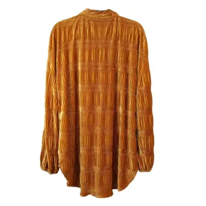 Free People $148 NWT My Best Velvet Blouse Top L/S ginger gold button up M thumbnail 3
