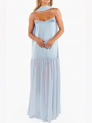 Show Me Your Mumu Dalia Maxi Dress size Large L Steel Blue NWOT thumbnail 3