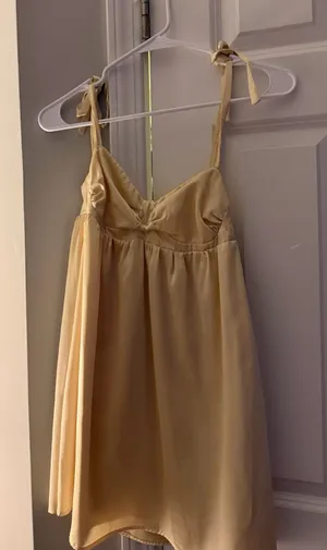 Beginning Boutique Dress Mini Yellow Satin Dress thumbnail 1