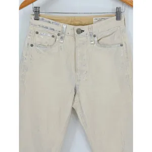 Rag & Bone Maya High Rise Ankle Slim‎ Jeans 25 Cream Silver Metallic Moonshine thumbnail 11