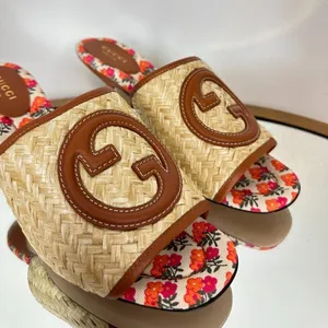 GUCCI Mabel Leather-trimmed Raffia Mules in Beige Size 8.5US / 38.5EU thumbnail 8