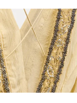 Zara NWT embellished beaded trim light yellow Sleeveless Maxi Dress thumbnail 6