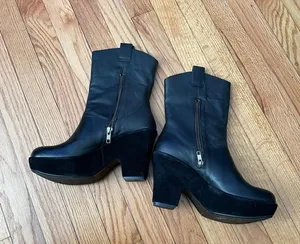 Kork Ease Leather Waterproof Block Chunky Heel Winter Rubber Outsole Low Kitten anti-slip thumbnail 3