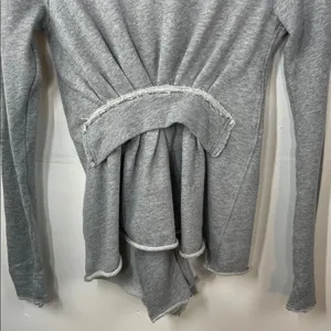 We the Free Free People Ebb and Flow Zip Up Ruffle Sweatshirt size XS Gray thumbnail 11