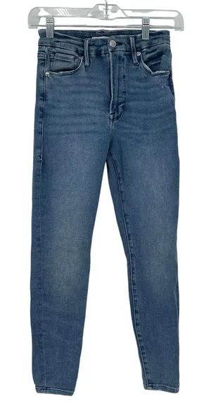 Good American Good Waist Crop Distressed Medium Wash Indigo‎ 139 jeans size 2/26 thumbnail 1