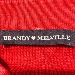Brandy Melville burgundy red waffle knit slightly cropped thermal top. thumbnail 3
