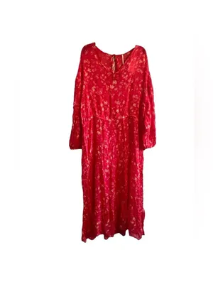 Free People Wallflower Midi Dress Raspberry Pink Floral Tiered Small‎ NWT thumbnail 6