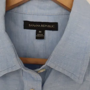 Banana Republic Linen Shirt Womens M Button-down Blue Long Sleeve Excellent thumbnail 2