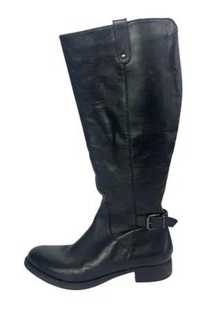 Steve Madden Women's Black Leather Zipper Round Toe Knee High Riding Boots Sz 9 thumbnail 1