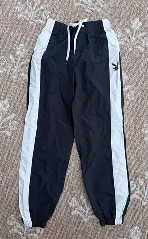 PLAYBOY by PacSun Black and White Side-Stripe Joggers thumbnail 1
