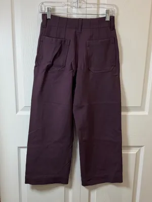 Women's Quince Ultra-Stretch Ponte Cropped Wide Leg Pants Dark Purple 0 thumbnail 8