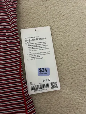 lululemon athletica Red Striped Sleeveless Tank thumbnail 3