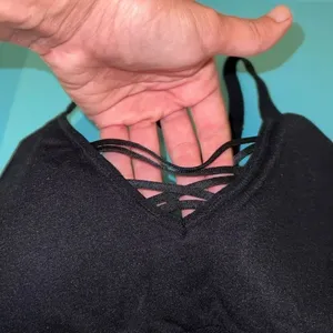 Strappy sports bra black corset style size M thumbnail 3