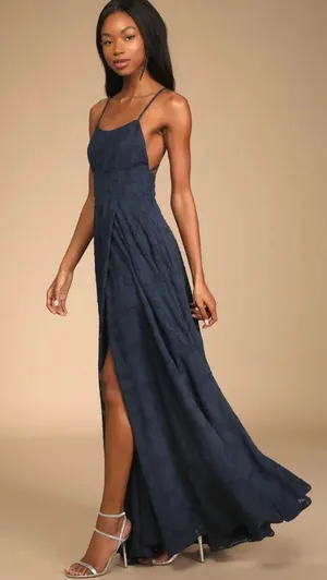 Lulus New Let There Be Romance Navy Blue Burnout Floral Maxi Dress thumbnail 3