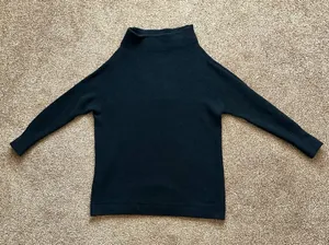 Free People Sweater Womens Sm Mock Neck Knit Pullover Long Sleeve Black Cozy Emo thumbnail 1
