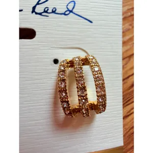 Allison Reed Gold Triple‎ Row Pave Rhinestone Hoop Earrings OS thumbnail 4