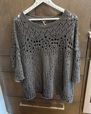 Free People traveling lace sweater brown‎ women's medium oversized thumbnail 1