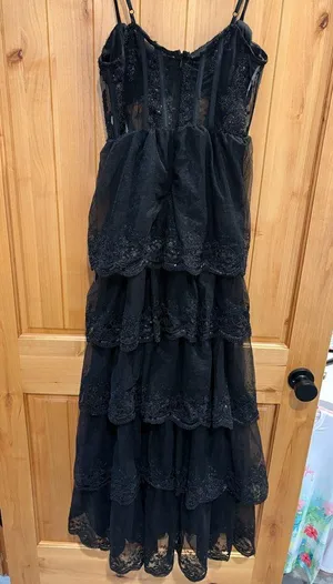 Lulu's Black Lace High-Low Dress thumbnail 9