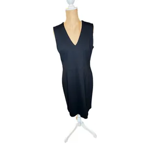 Banana Republic Petite Black V Neck Sleeveless Sheath Dress Work Elegant Size 10 thumbnail 3