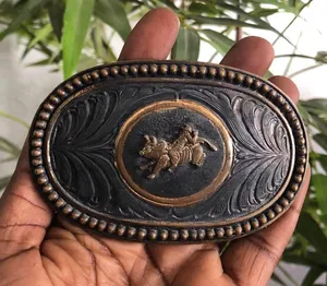 Large Western Trophy Bull Rider Cowboy Belt Buckle Rodeo Vintage Measurements in pics thumbnail 1