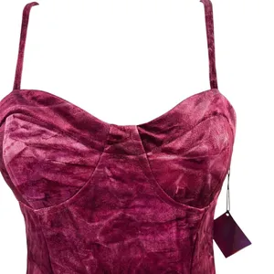 NWT Forever 21 Party Collection Velour Bodysuit Burgundy Strappy Bustier M thumbnail 4