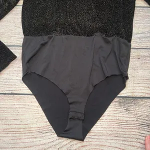 Altar'd State Black Gold Glitter Bodysuit Womens Medium‎ Long Sleeve Party Top thumbnail 3