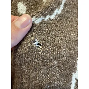 SO Brown V-Neck Sweater Knit Cozy Smiley Face Print Y2K 90s Grunge Kidcore Retro thumbnail 4