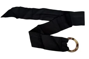 Women's black fabric belt with double ring buckle thumbnail 1