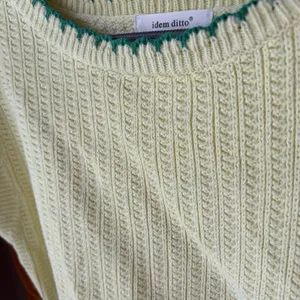 Idem Ditto M/L Cropped Knit Sweater Tank Top Yellow Green Scalloped Oversized‎ thumbnail 4