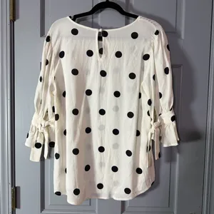 Ann Taylor White Blouse with Black Polka Dots thumbnail 5