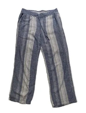 Old Navy White Blue Linen Blend loose striped pants Maritime Coastal Size: M thumbnail 1