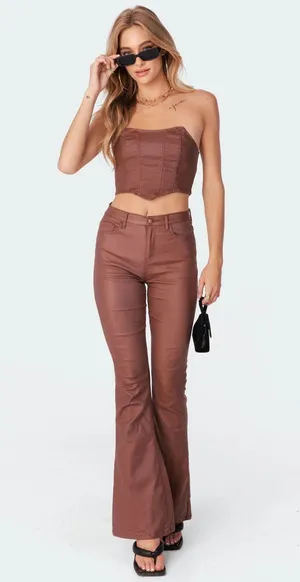 Edikted Leather Flare Jeans thumbnail 3