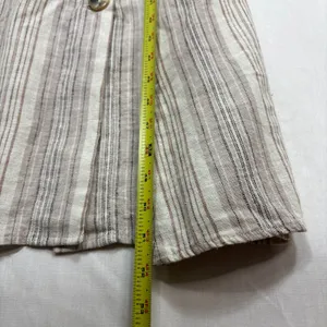 Indigo Rein Linen Dress Womens S Beige Striped Button‎ Skirt Coastal Boho Casual thumbnail 7