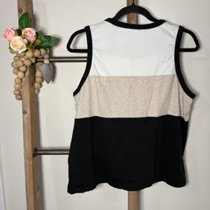 Evereve Colorblock Tank Top White Tan Black Sleeveless Women's XL thumbnail 4