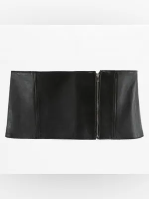 NWT Zara 100% Leather Black Waist Belt - Size Large thumbnail 5