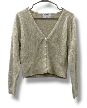 Old Navy Metallic‎ Party Cardigan Women's Small Gold Button Front Holiday thumbnail 1