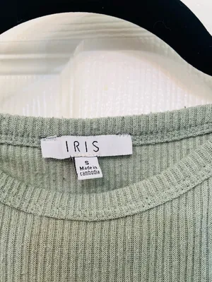 IRIS Sage Green Ribbed High Neck Tank Top Small thumbnail 2