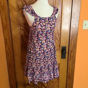 Bright Floral Feminine Ruffled Sun Dress thumbnail 11
