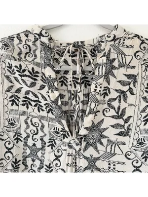 Free people Mia Boho Chic Tunic Viscose Tea Combo ivory/black women size small thumbnail 9