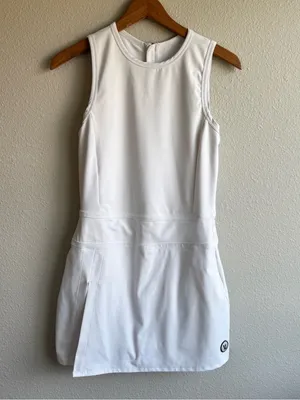 Vuori White Sleeveless Tennis Dress with Side Slit thumbnail 4