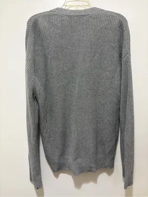 Hudson Jeans Cotton Button-Down Cardigan Sweater Grey Large thumbnail 5