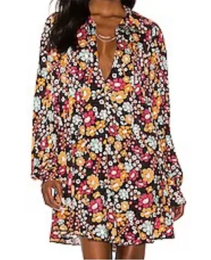 NWT Free People Daisy Jane Black Floral Swing Dress Generous Medium Retail $148 thumbnail 5